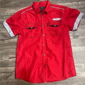 Red Button-Up Men's Shirt